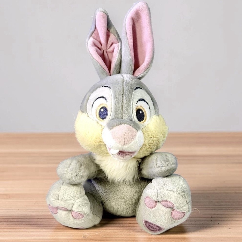 Disney Store Thumper Plush Bunny Rabbit Bambi Gray Pink Stuffed Animal Toy 15"